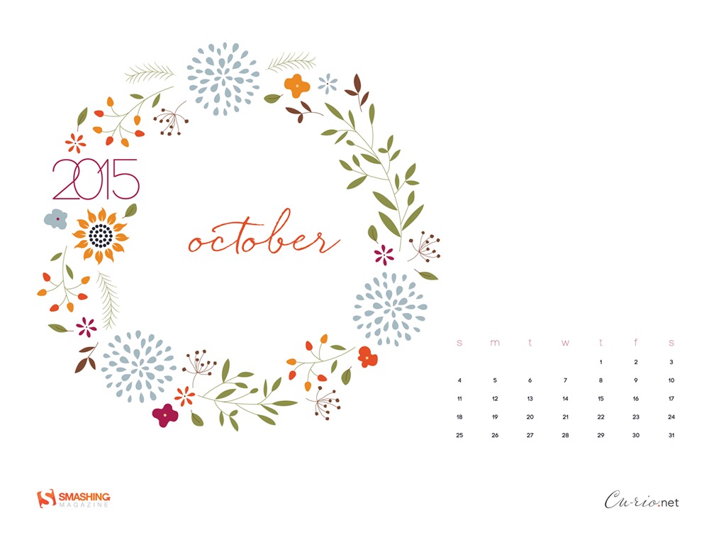 October 2015 calendar wallpaper (2) #11 - 1024x768