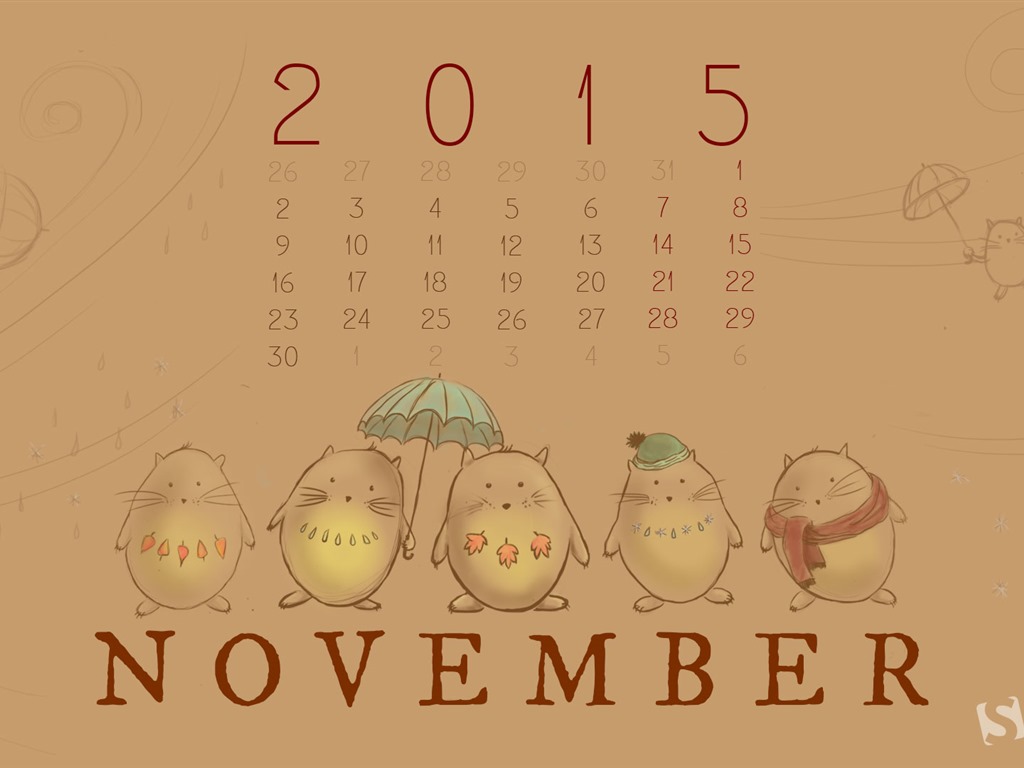 2015年11月カレンダー壁紙（2） #17 - 1024x768