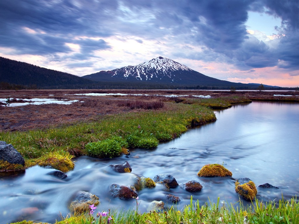 木、山、水、日の出と日没、自然の風景のHDの壁紙 #35 - 1024x768