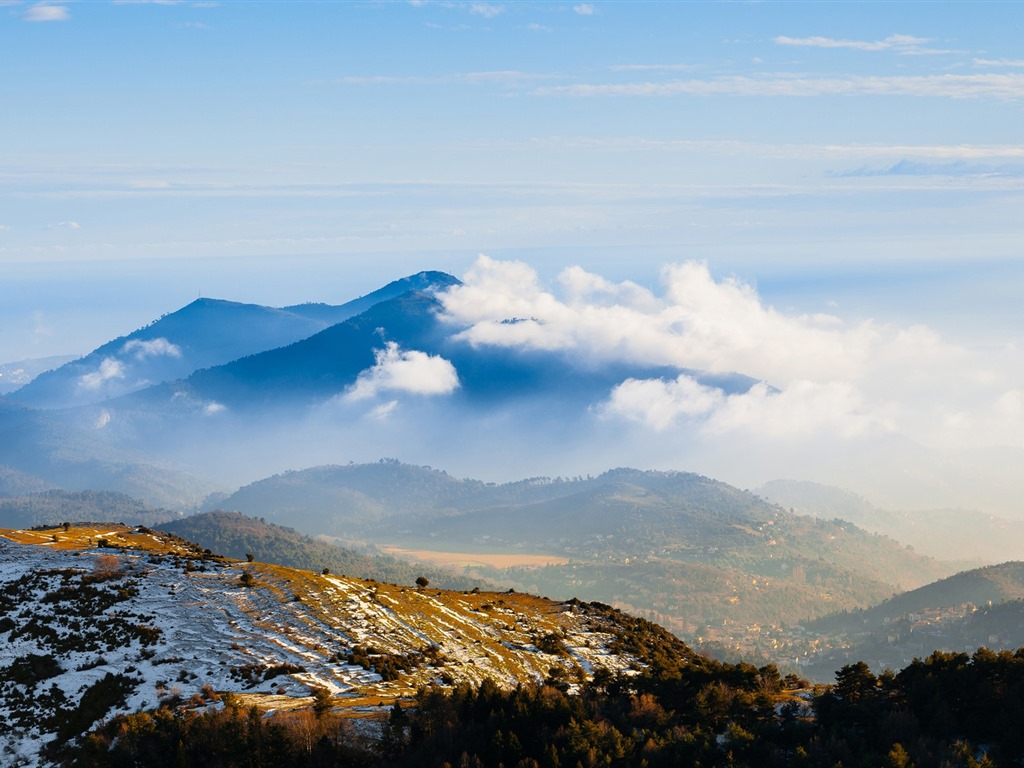 Los árboles, montañas, agua, salida del sol y puesta del sol, fondos de pantalla de alta definición #39 - 1024x768