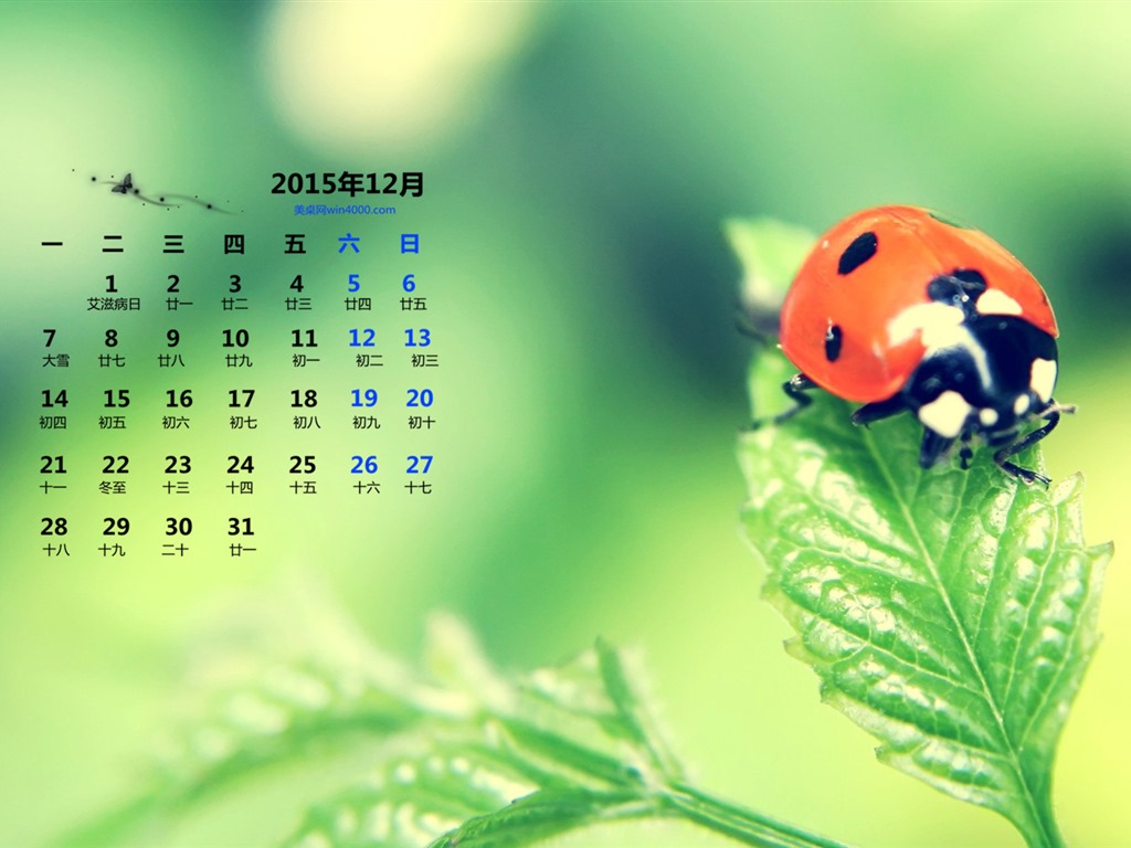 2015年12月 月曆壁紙(一) #10 - 1024x768