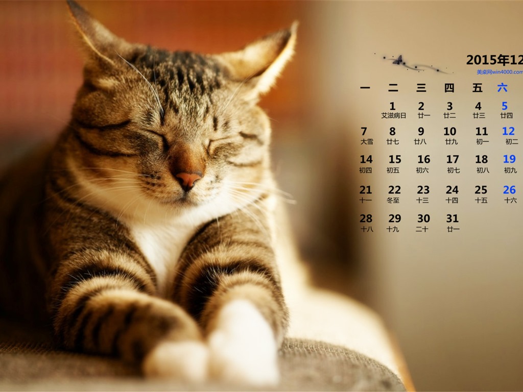 December 2015 Calendar wallpaper (1) #14 - 1024x768