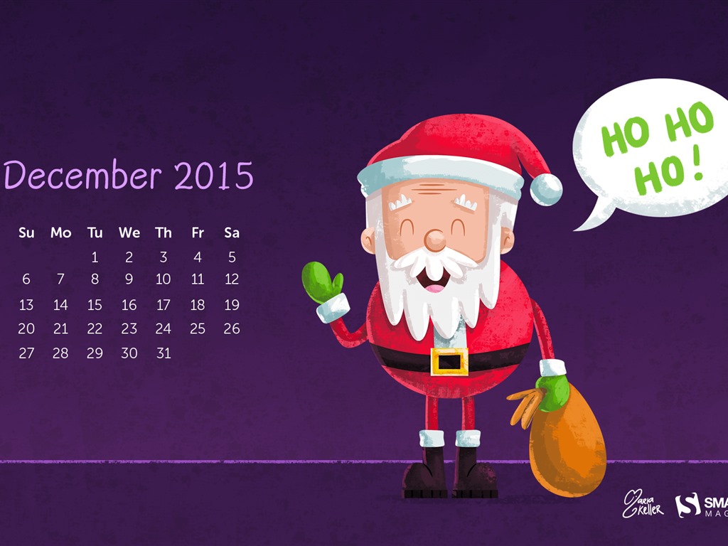 Dezember 2015 Kalender Wallpaper (2) #2 - 1024x768