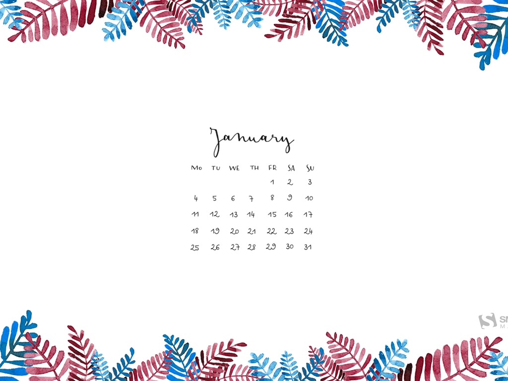 Januar 2016 Kalender Wallpaper (2) #8 - 1024x768