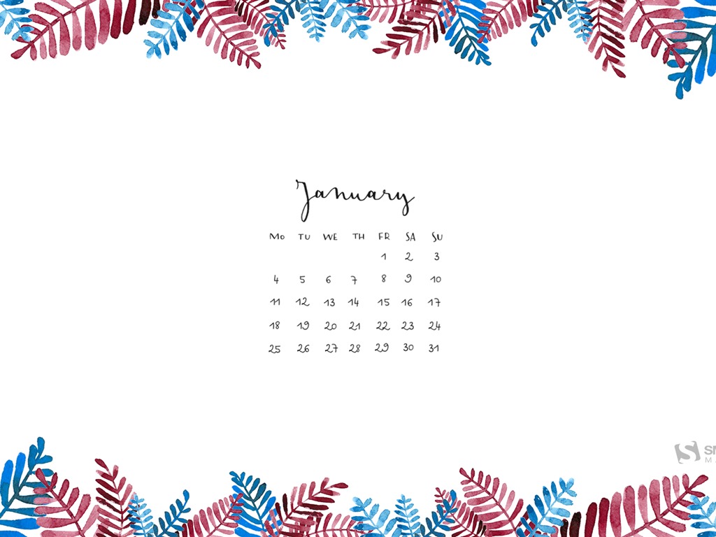 January 2016 calendar wallpaper (2) #8 - 1024x768
