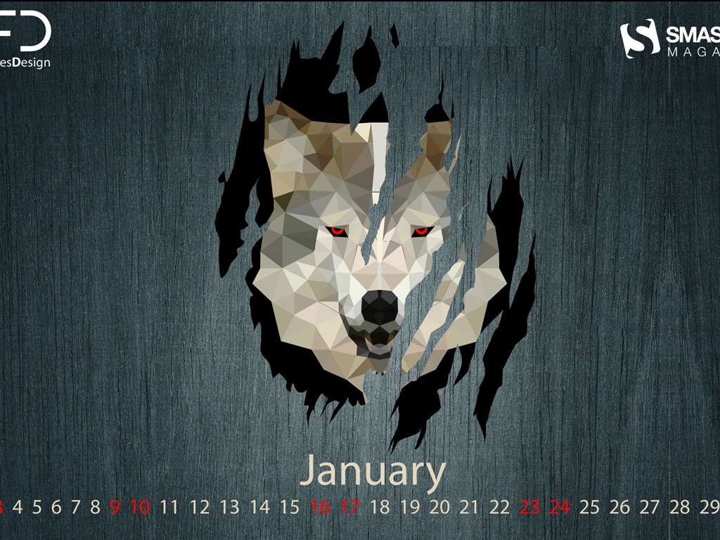 Januar 2016 Kalender Wallpaper (2) #20 - 1024x768