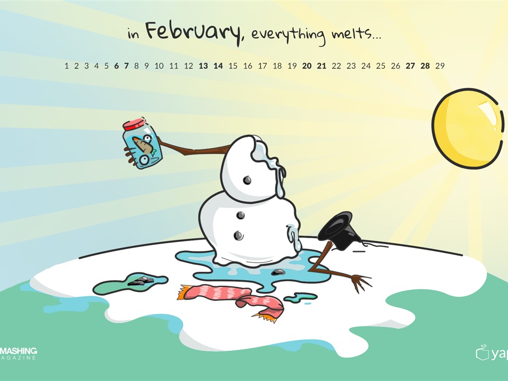 February 2016 Calendar wallpaper (1) #16 - 1024x768