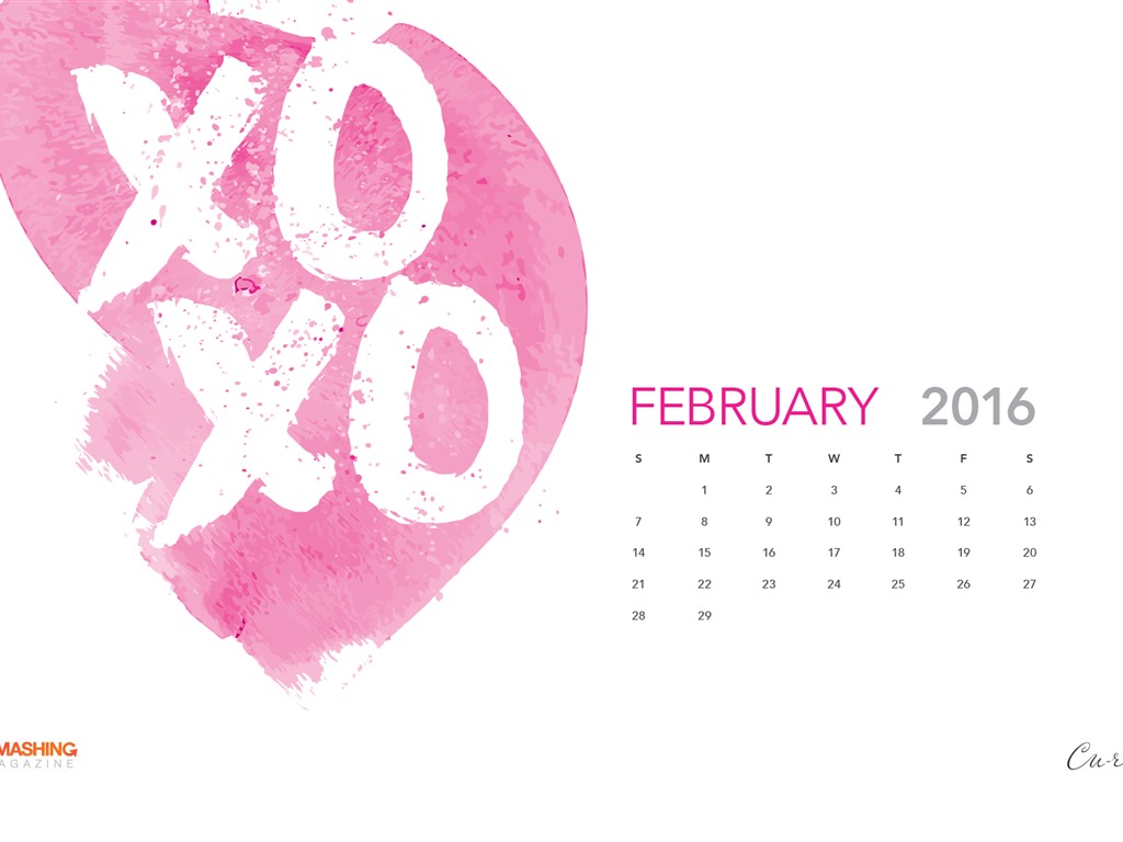 2016年2月 月曆壁紙(二) #3 - 1024x768