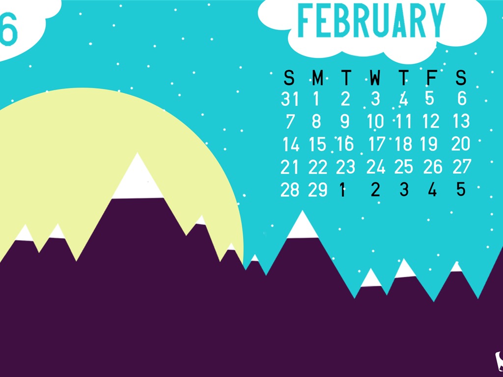 Februar 2016 Kalender Wallpaper (2) #8 - 1024x768
