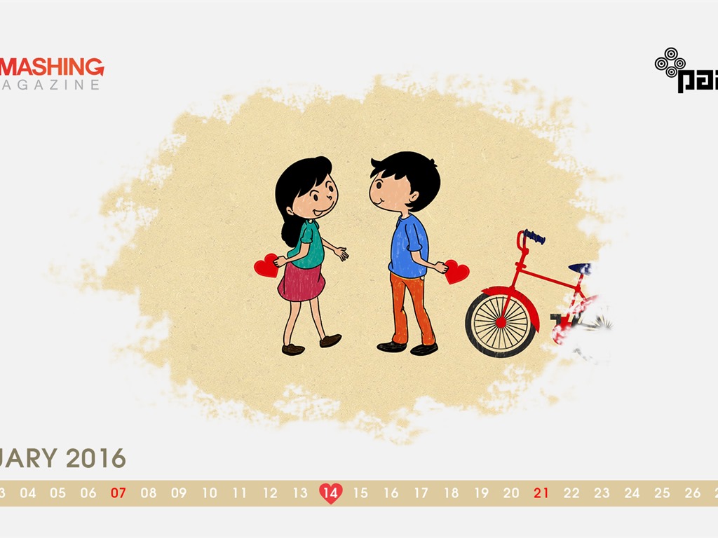 Février 2016 Calendrier fond d'écran (2) #18 - 1024x768