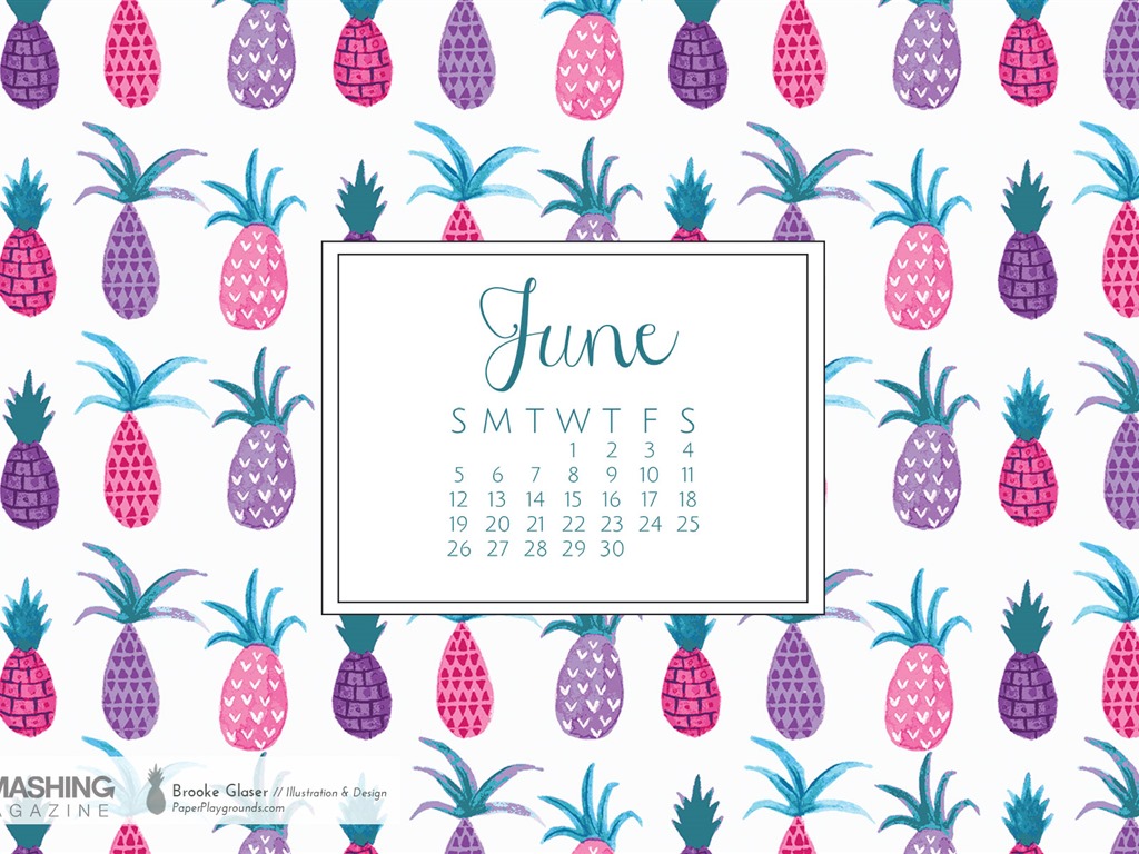 De junio de el año 2016 fondo de pantalla de calendario (2) #15 - 1024x768