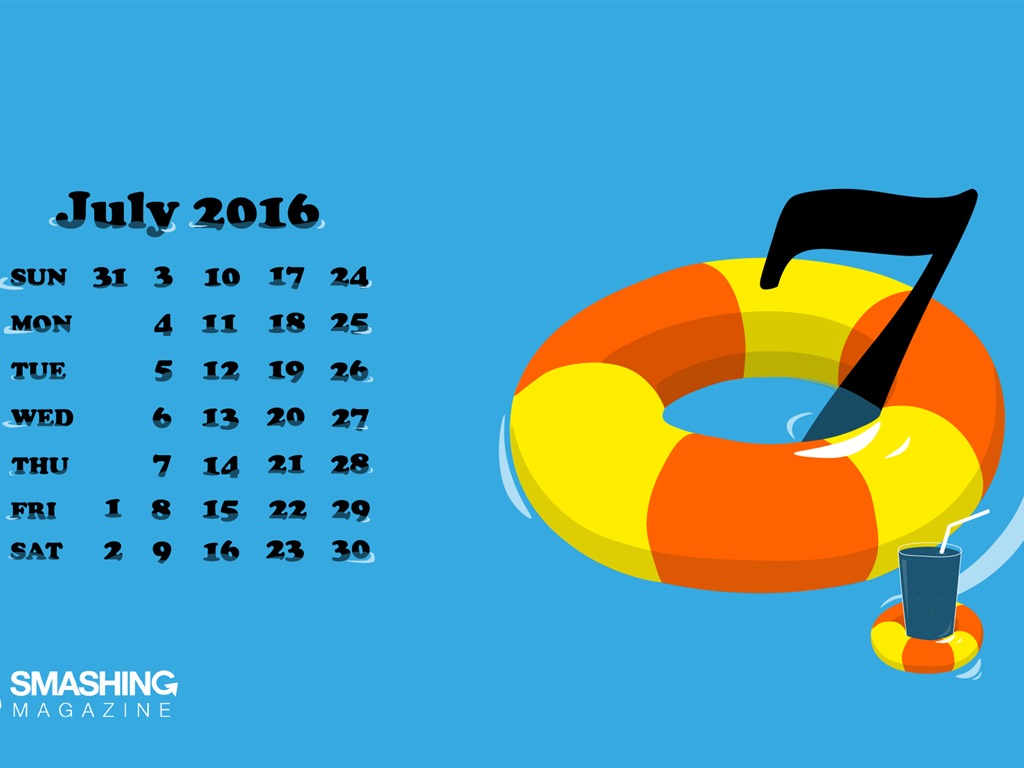 Července 2016 kalendář tapety (2) #8 - 1024x768