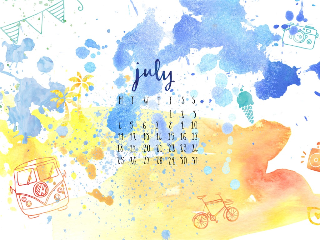 July 2016 calendar wallpaper (2) #11 - 1024x768