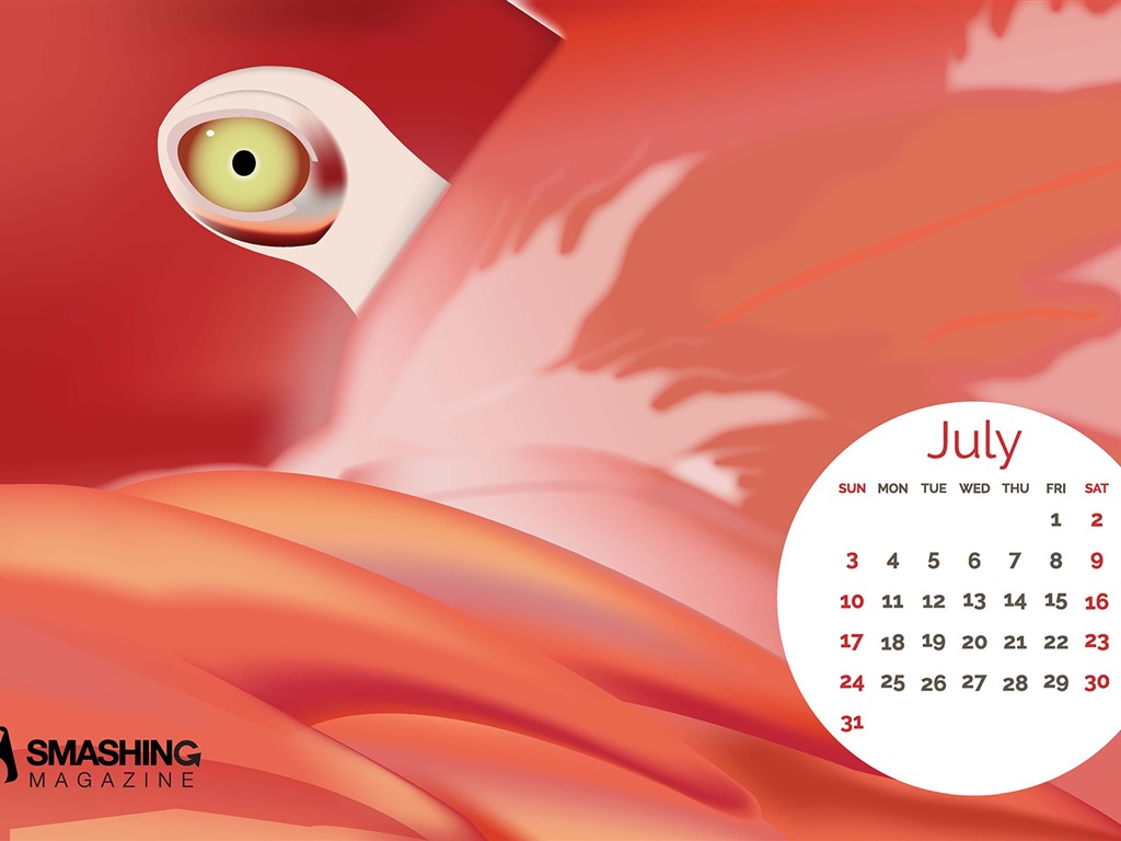 Julio 2016 fondo de pantalla de calendario (2) #14 - 1024x768