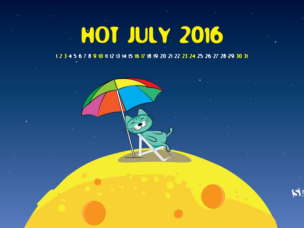 Juillet 2016 calendrier fond d'écran (2) #19 - 1024x768