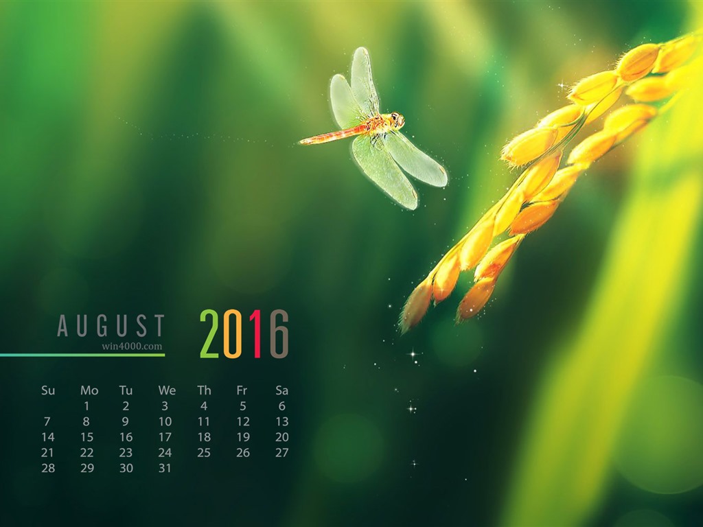 Srpna 2016 kalendář tapeta (2) #2 - 1024x768