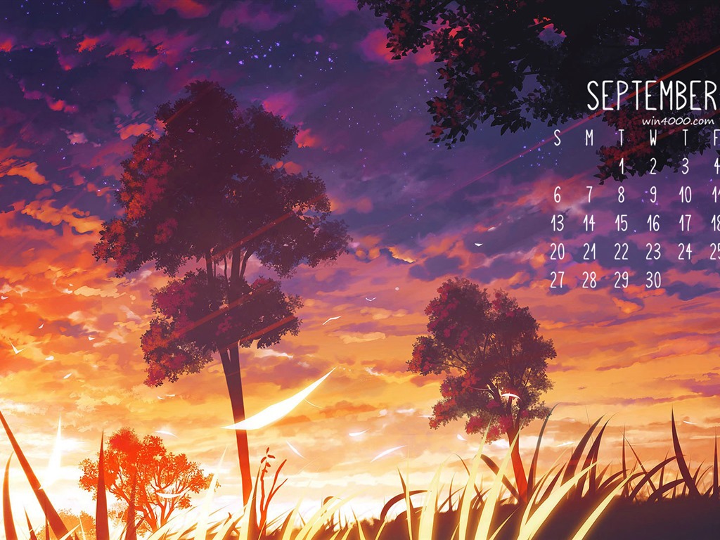 2016年9月 月曆壁紙(一) #3 - 1024x768