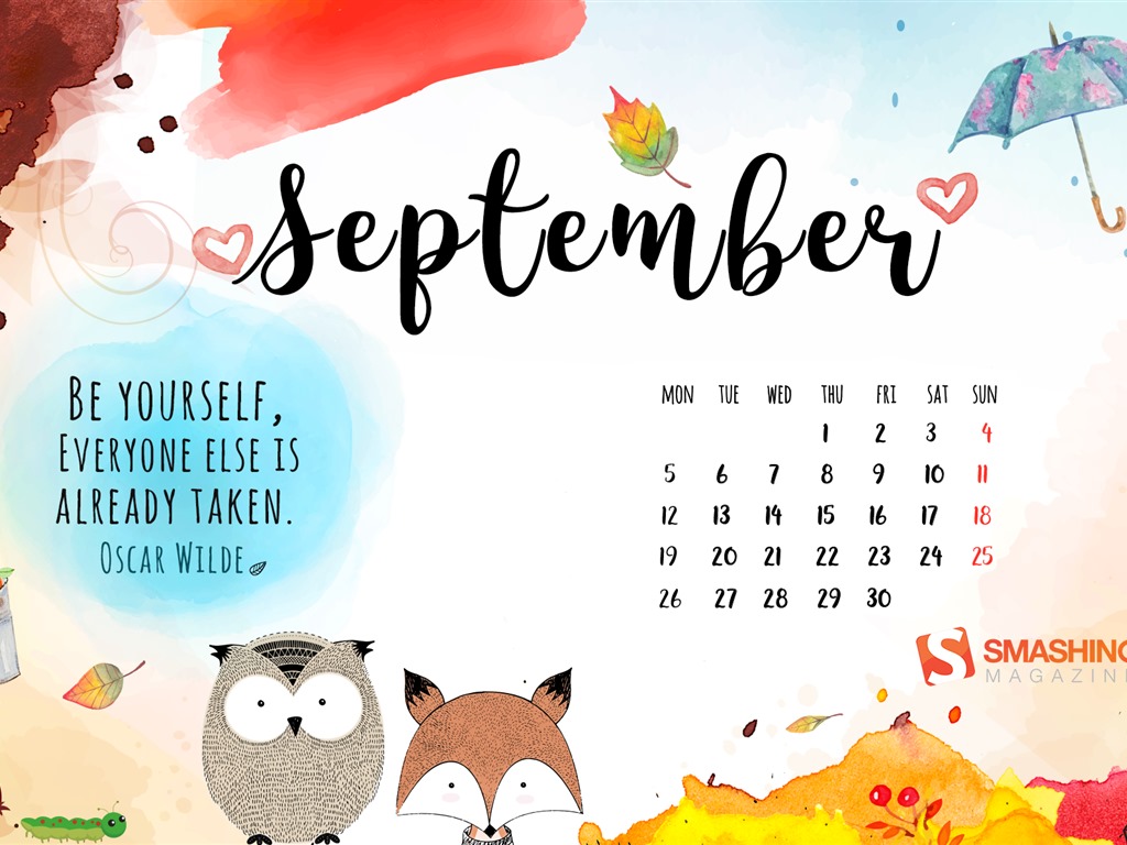 September 2016 Kalender Wallpaper (2) #1 - 1024x768