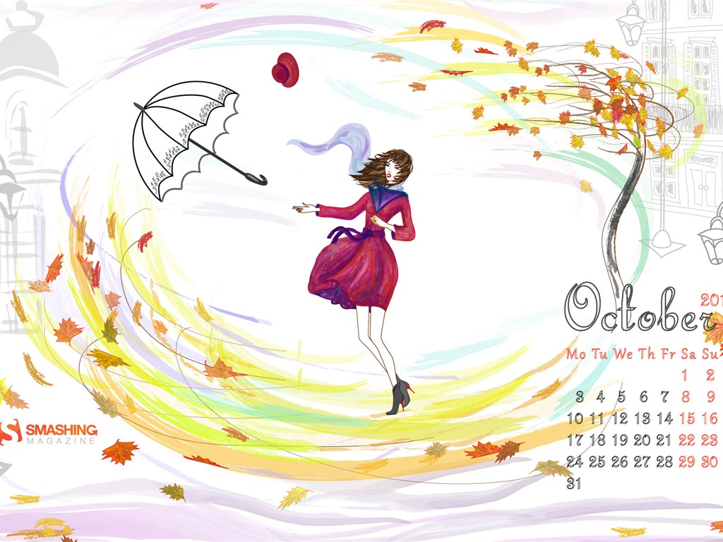 October 2016 calendar wallpaper (2) #11 - 1024x768