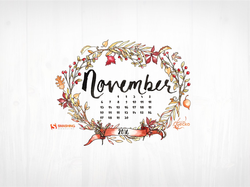 Fondo de escritorio del calendario de noviembre de 2016 (2) #7 - 1024x768