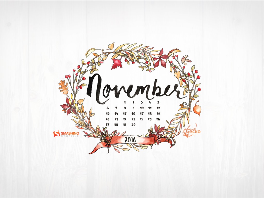 November 2016 calendar wallpaper (2) #7 - 1024x768