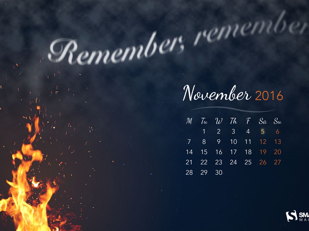 November 2016 calendar wallpaper (2) #17 - 1024x768