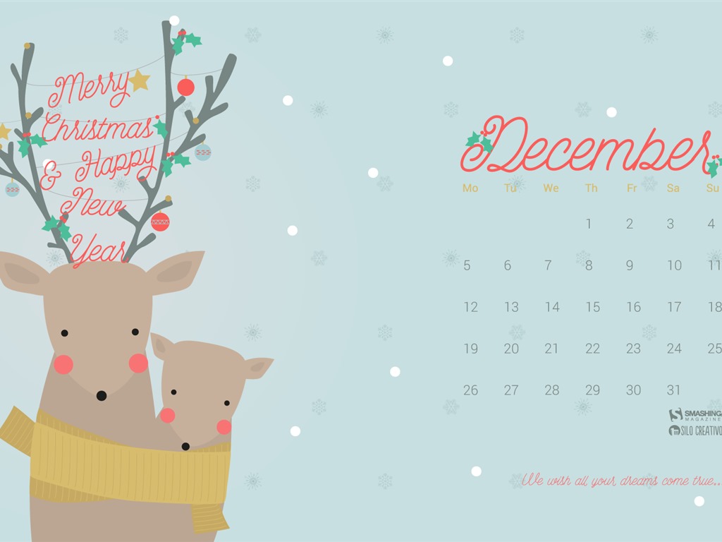 2016年12月 聖誕主題月曆壁紙(一) #10 - 1024x768