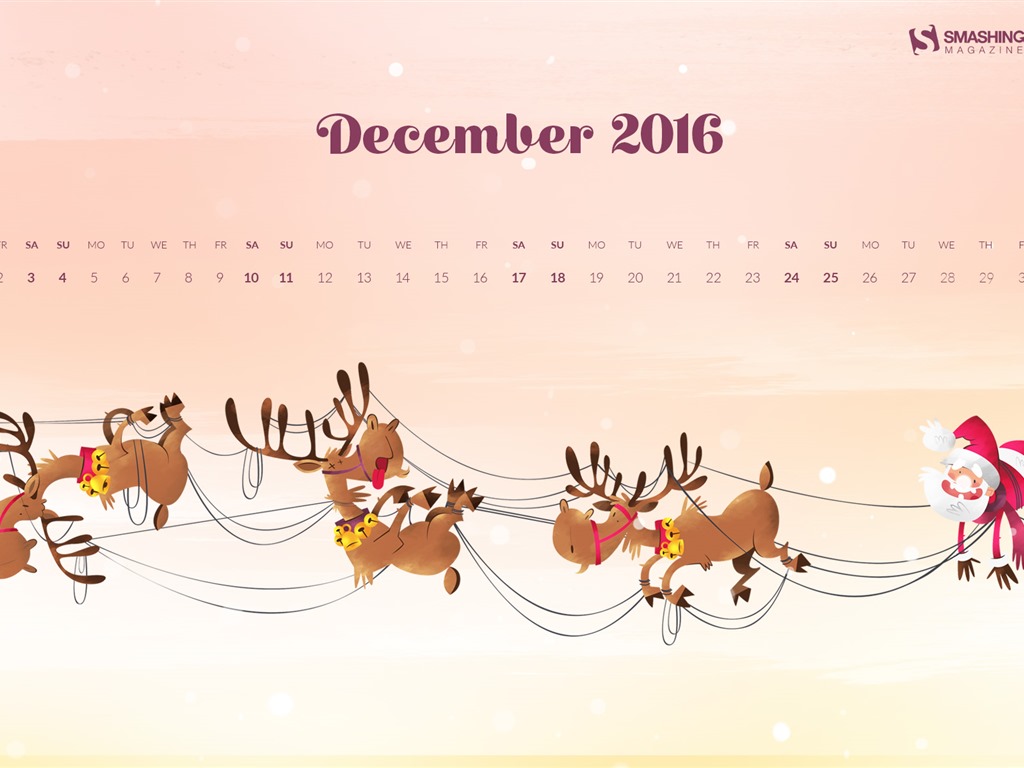 Декабрь 2016 Новогодняя тема обои календарь (1) #13 - 1024x768