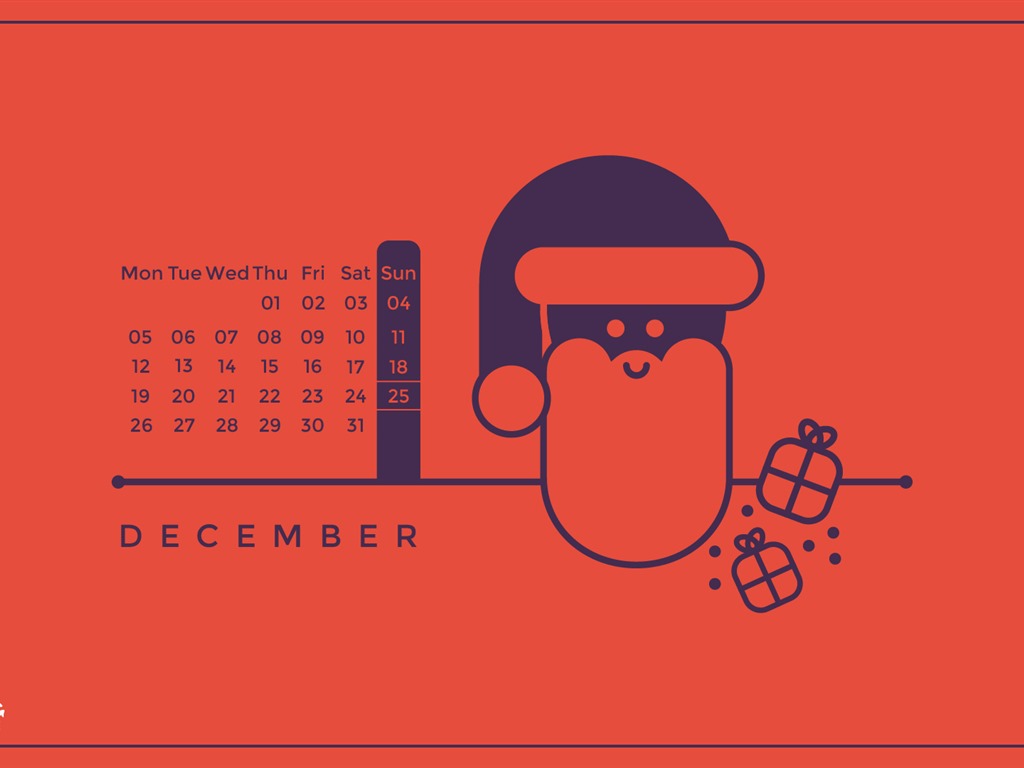 Prosince 2016 Vánoční téma kalendář tapeta (1) #17 - 1024x768