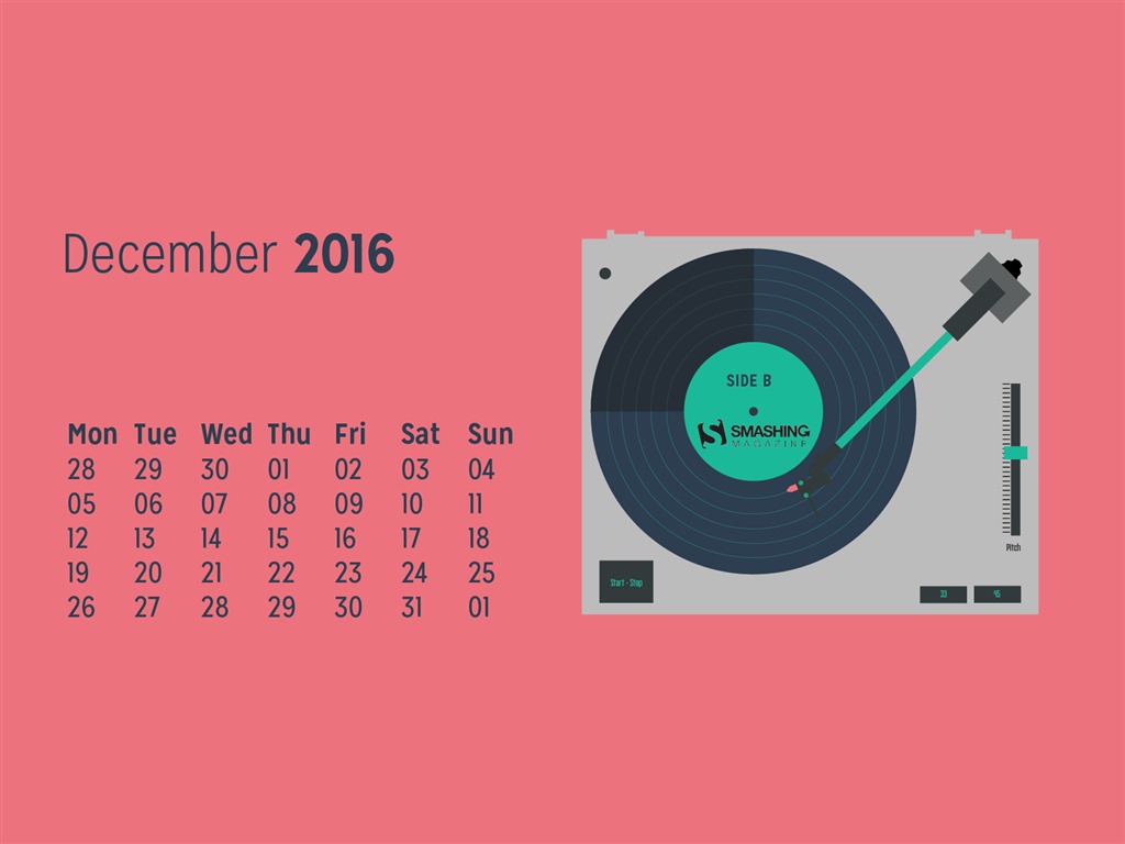 2016年12月 聖誕主題月曆壁紙(一) #29 - 1024x768