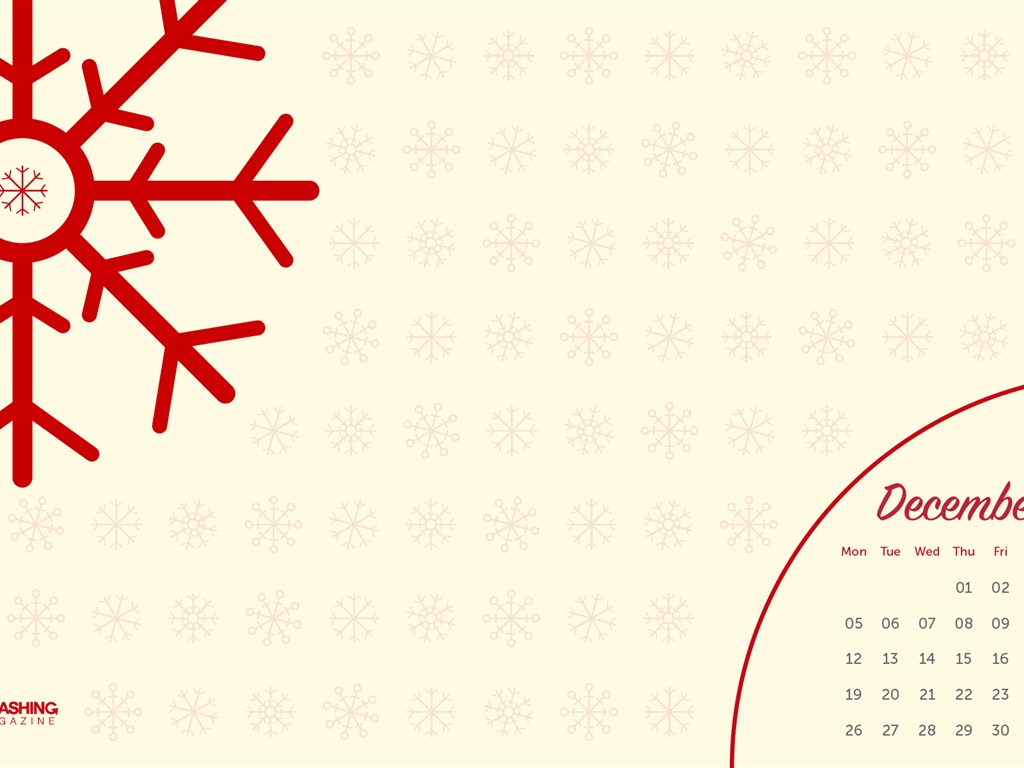 Fondo de escritorio del calendario de la Navidad de diciembre de 2016 (2) #4 - 1024x768