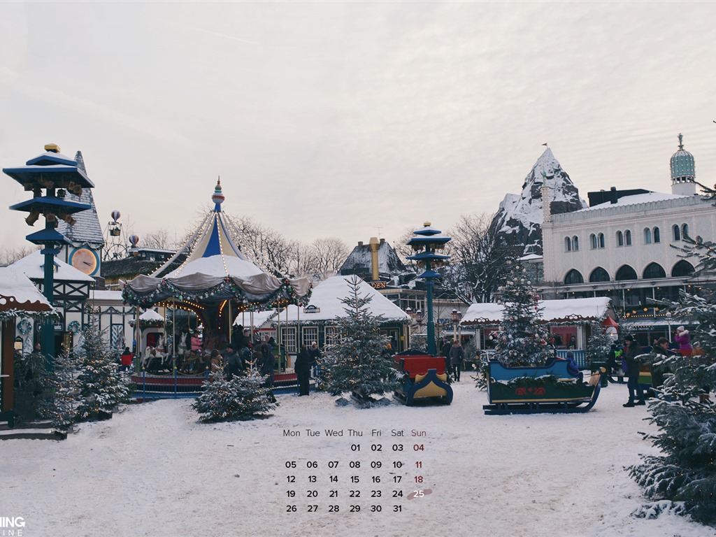 Fondo de escritorio del calendario de la Navidad de diciembre de 2016 (2) #11 - 1024x768