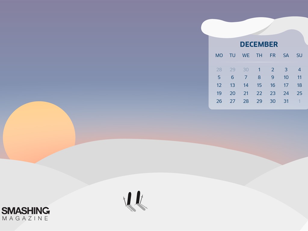 2016年12月 聖誕主題月曆壁紙(二) #14 - 1024x768