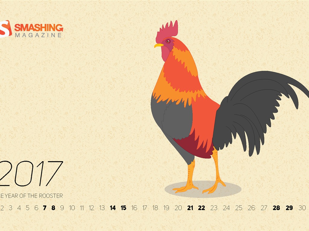 Fond d'écran janvier 2017 calendrier (1) #1 - 1024x768