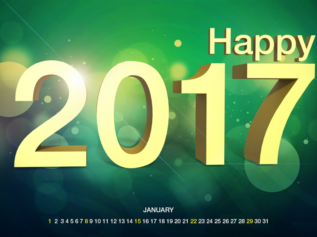 Fondos de calendario de enero de 2017 (2) #1 - 1024x768