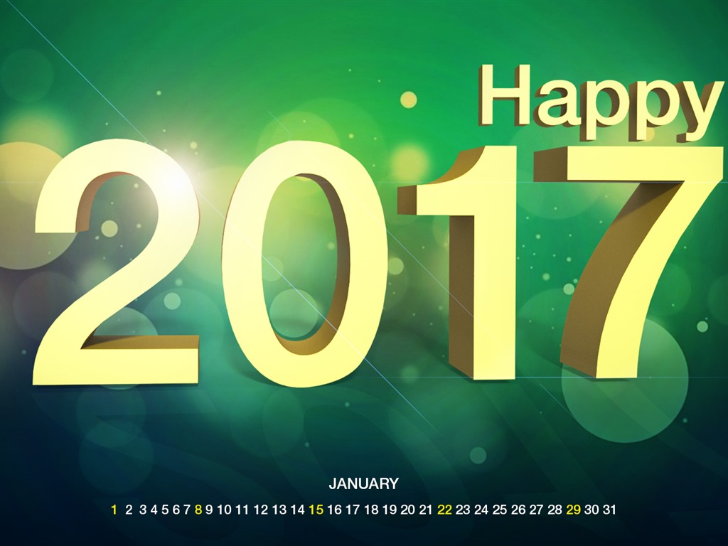 January 2017 calendar wallpaper (2) #1 - 1024x768