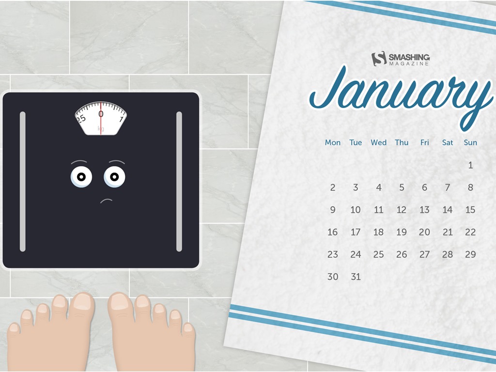 January 2017 calendar wallpaper (2) #17 - 1024x768