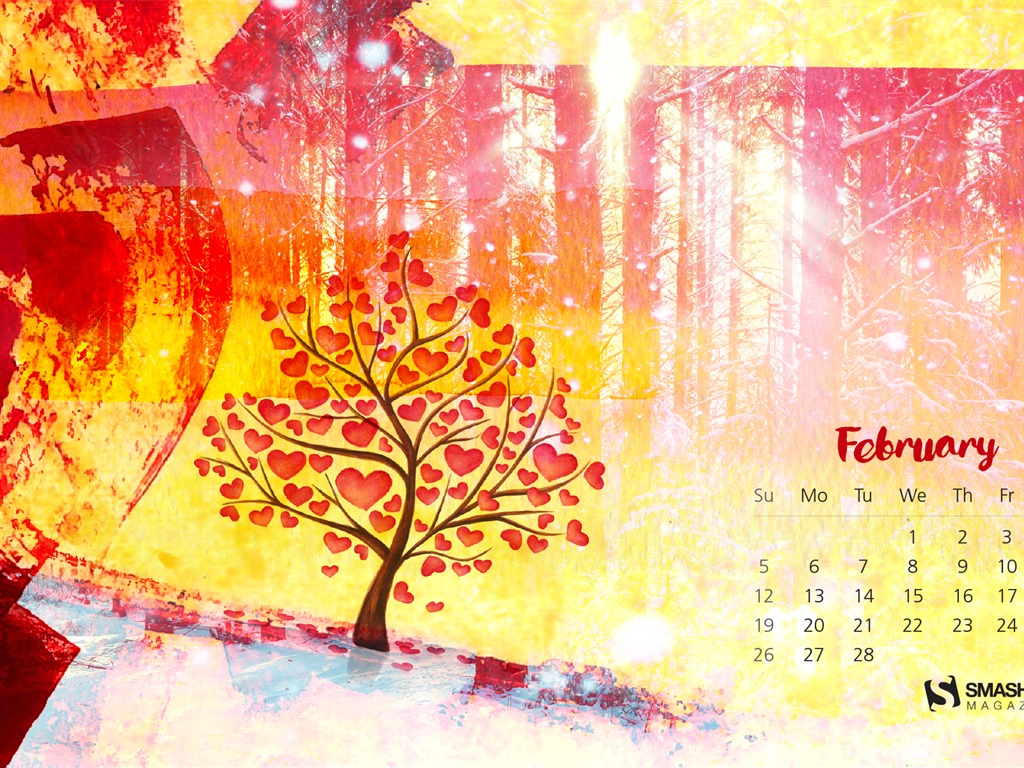 Fondo de escritorio de calendario de febrero de 2017 (2) #1 - 1024x768