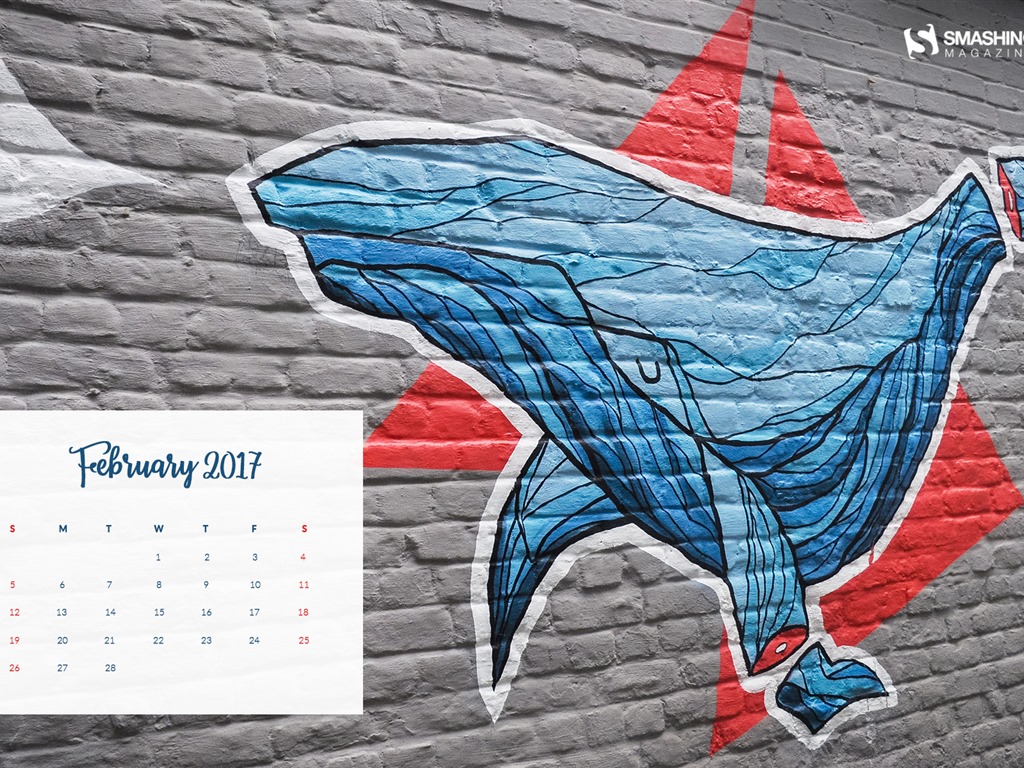 Fondo de escritorio de calendario de febrero de 2017 (2) #5 - 1024x768