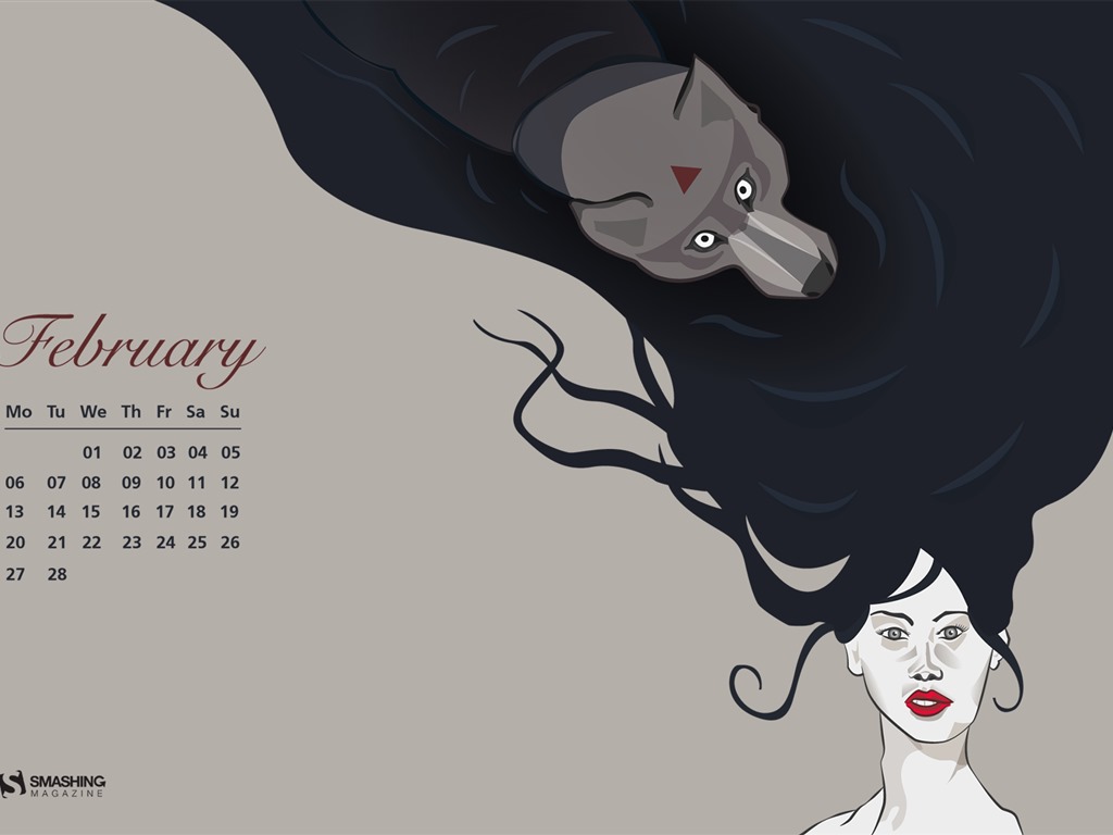 Fondo de escritorio de calendario de febrero de 2017 (2) #6 - 1024x768