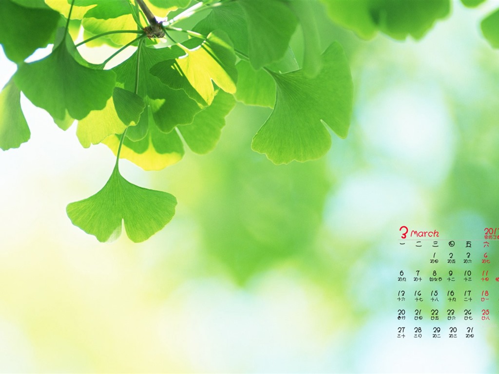 Fondo de pantalla del calendario de marzo de 2017 (1) #4 - 1024x768