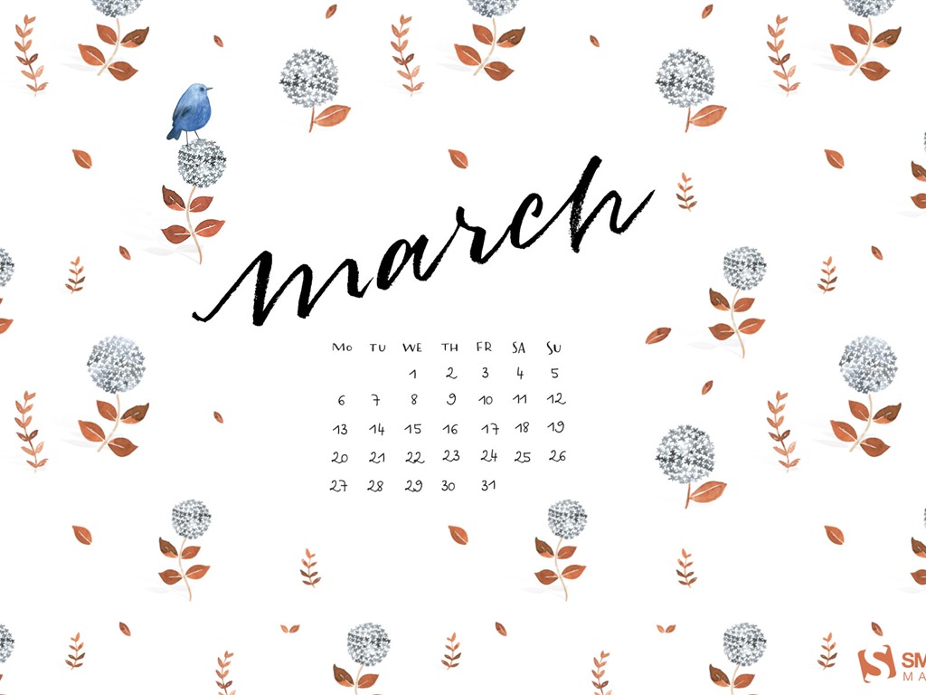 Fondo de pantalla del calendario de marzo de 2017 (2) #15 - 1024x768