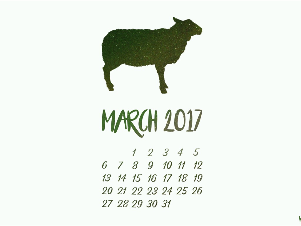 Fondo de pantalla del calendario de marzo de 2017 (2) #16 - 1024x768