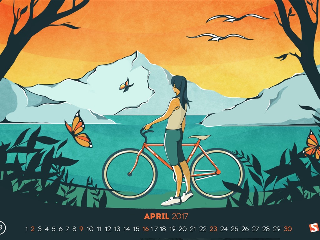 April 2017 calendar wallpaper (1) #1 - 1024x768