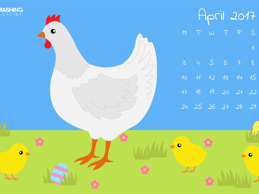 April 2017 calendar wallpaper (2) #1 - 1024x768