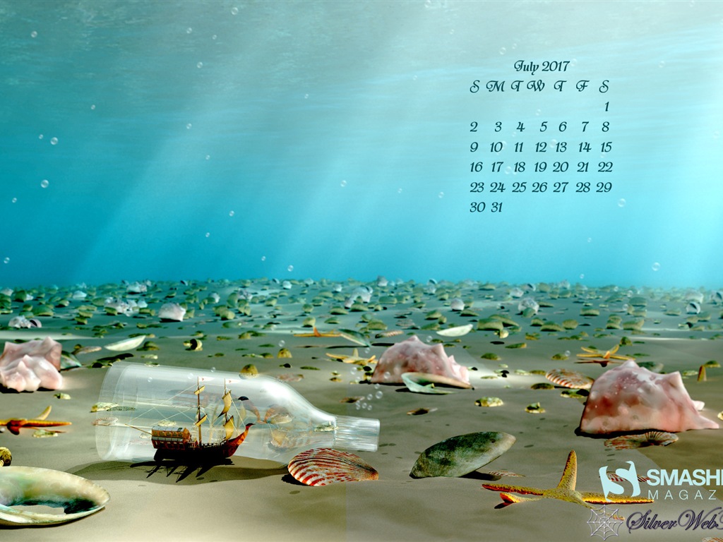 Fondo de escritorio del calendario de julio de 2017 #19 - 1024x768