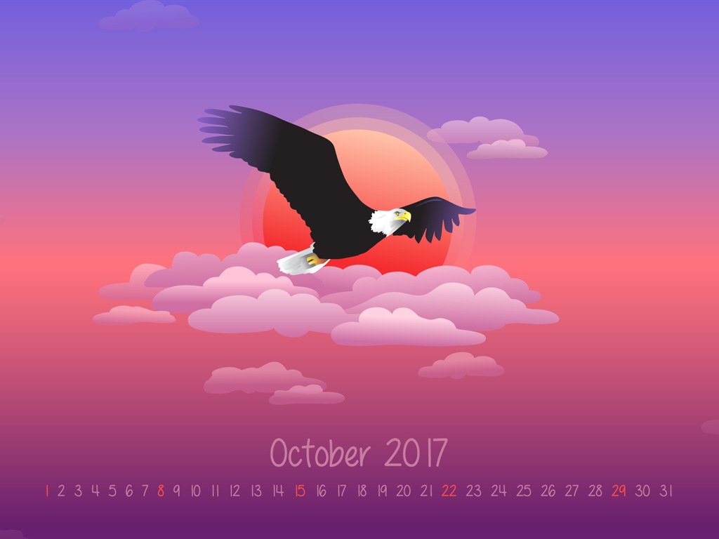 Fondo de pantalla de calendario de octubre de 2017 #7 - 1024x768