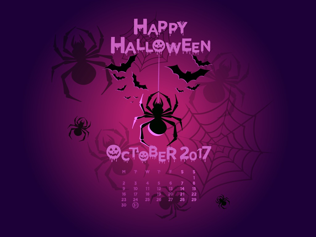 Fondo de pantalla de calendario de octubre de 2017 #16 - 1024x768