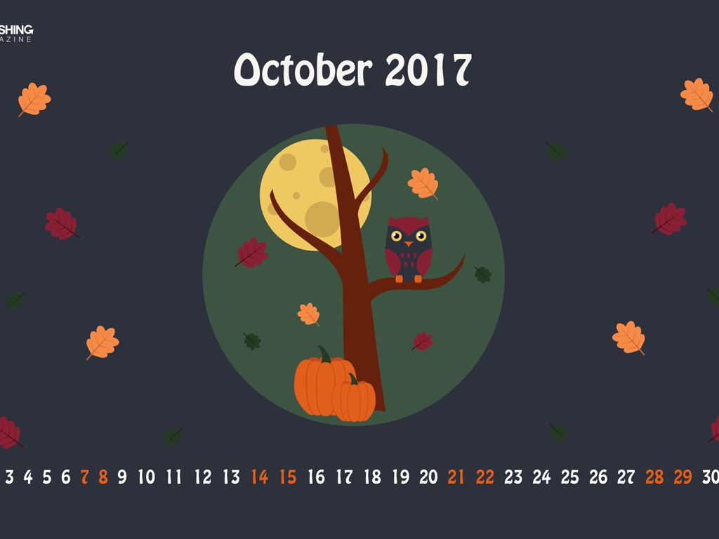 2017年10月のカレンダーの壁紙 #18 - 1024x768