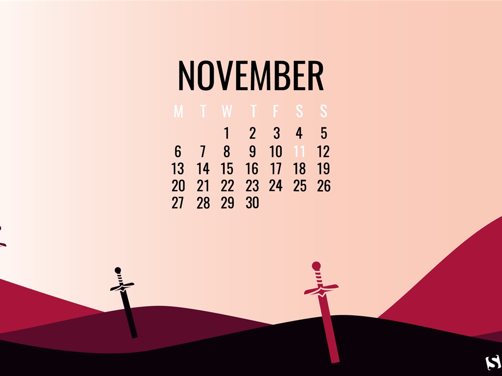 Listopad 2017 kalendář tapety #2 - 1024x768